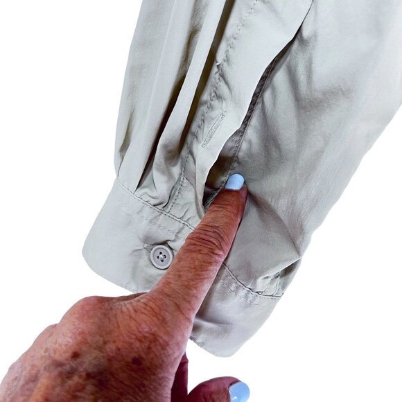 White Sierra Outdoor Shirt Beige Medium Fishing Hiking Vented Rolled Sleeves - Picture 7 of 16